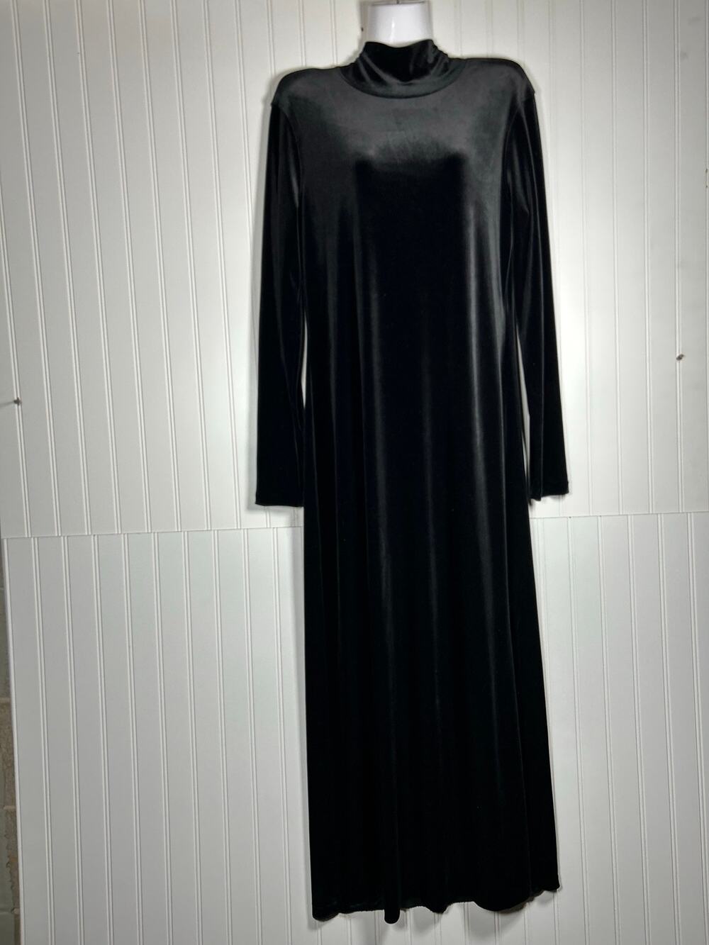 VTG Lauren Ralph Lauren Black Velvet A line pencil Maxi Dress Pullover size M